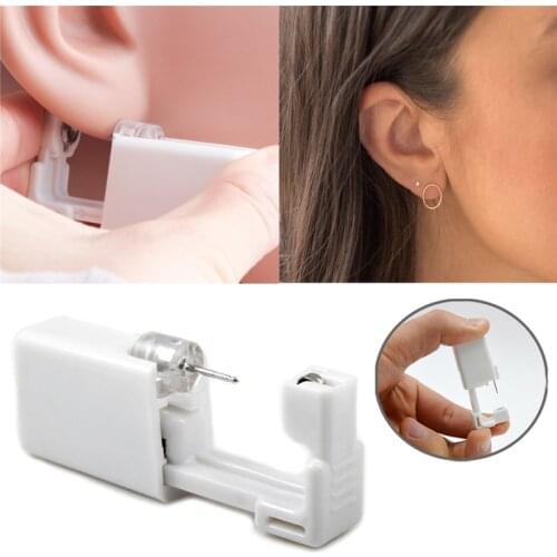Disposable Ear Nose Piercing Unit Sterile Safety Earring Gun Kit DIY Home Piercer Build In Ear Pierce Studs Disinfection Cotton