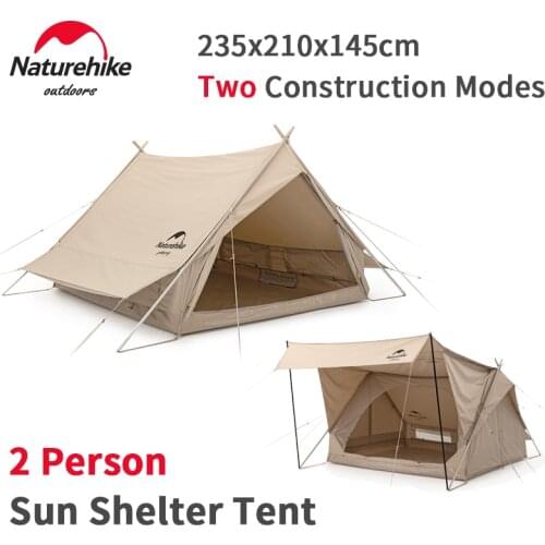 Naturehike 2 Person Outdoor Sun Shelter Tent Double Layer Cotton Series Rainproof Tent 4.8㎡ Travel A-shaped Camping Eaves Tent