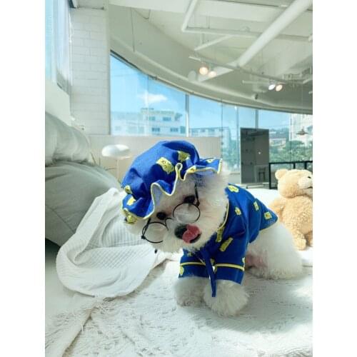 Ins hot Korea Pet Dog Clothes Pajama Set Blue Bear Puppy Clothes Dog Hat Chihuahua Accesorios Pets Clothes