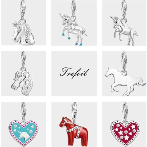 Unicorn Head Charm Pendant 2019 Winter Fashion Jewelry 925 Sterling Silver Winter Trendy Gift For Women Fit Bracelet