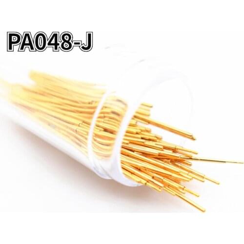 100PCS Gold-plated Spring Test Pin PA048-J Small Round Head Outer Diameter 0.48mm Total Length 12mm PCB Test Pin