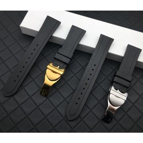 Top quality 20mm 22mm watchband Black Waterproof Silicone Rubber Wrist Watch Band Silver Gold Clasp buckle For Tudor strap tools