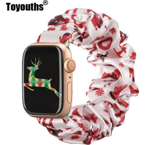 Toyouths Christmas Scrunchies Bands for Apple Watch SE Women Woven Strap Elastic Fabric Strap for iwatch series 6 5 4 3 2 1