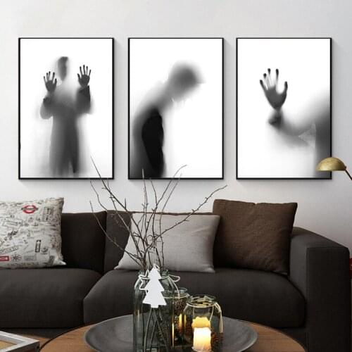 Drawing Silhouette Black white Canvas Poster Abstract Wall Art Painting Print Minimalist Nordic Decoration Picture Home Decor