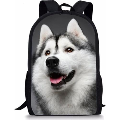 Cute Printing Animal Husky Wolf School Bag for Teenager Boys Girls 3D Kids Schoolbag Preppy Children Bookbag