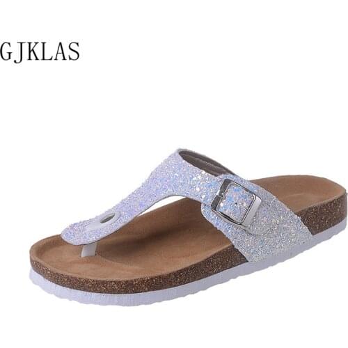 Flip Flops Women Casual Shoes Beach Slippers Plus Size 43 44 Flat Sandels New Bling Slippers Women Pink Platform Summer Shoes