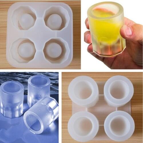Silicone Drink Ice Cube Pudding Jelly Cake Chocolate Mold Mould Tray 4 holes ice cups DIY bar creative,20pcs