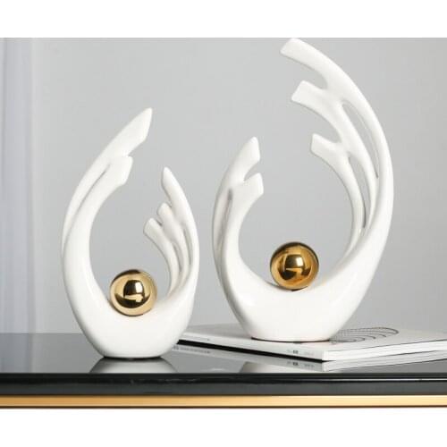 Modern European Style Silver White Ceramic Lover Home Garden Decoration Accessories Art Crafts Wedding Gifts Feng Shui Recommend
