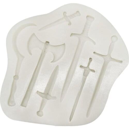 T3EC Weapons Sword Silicone Mold Fondant Desserts Chocolate Cake Ice Cream Paste Jelly Decorating Mould Pastry Baking Tools