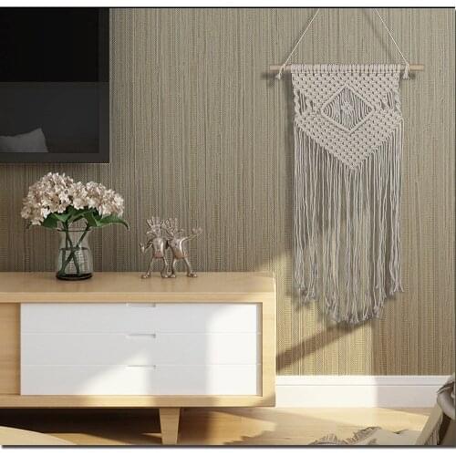 Nordic Style Handmade Woven Bohemian Tapestry Knotted Macrame Wall Art Wall Hanging with Lace Fabrics Home Wedding Decoration