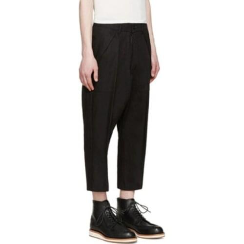 Spring Ro and summer new low-crotch eight-point trousers, low-crotch tapered pants, straight casual pants