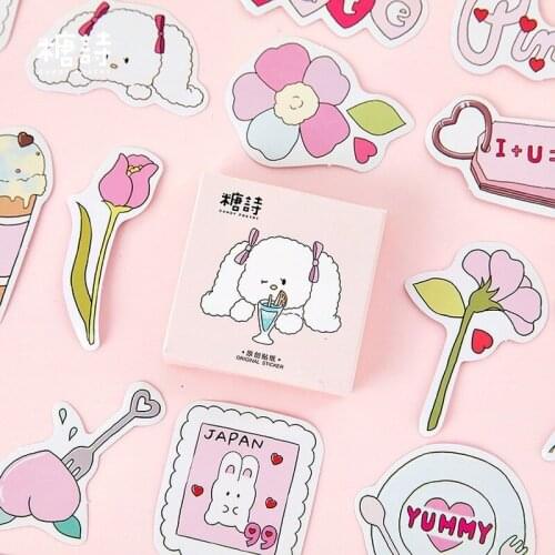 45Pcs/box Japanese Kawaii Sticker Scrapbooking Pink Animal DIY Journal Decorative Adhesive Paper Seal Label Stationery Supplies