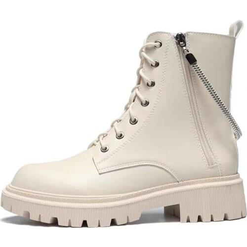 Womens Martin Boots Fashion Platform Women Ankle Boots Autumn Winter Shoes Women Retro Booties Lace Up Ladies Motorcycle Boots