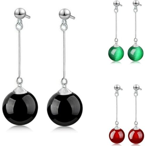 925 Sterling Silver Earrings Black Agate Long Tassel Earrings Fashion Popular Temperament Earrings For Women Simple Ear Jewelry
