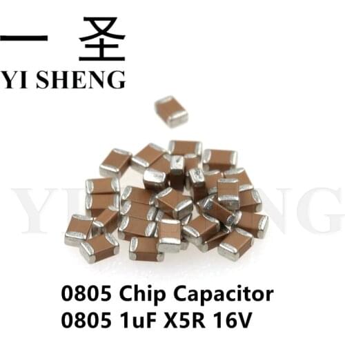 100pcs 1UF X5R 10% 16V 0805 105 SMD Thick Chip Multilayer Ceramic Capacitor
