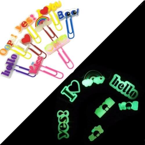 8pcs Rainbow Bookmarks for Book Hot Words Glowing Paper Clips Luminous Page Holder for Teacher Student Stationery Kids Xmas Gift