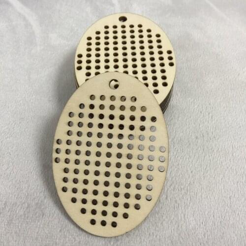 Cross Stitch Pendant Oval 50mm Cross Stitch Blank wooden keyring