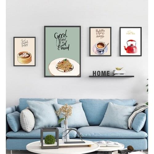 Canvas Painting Wall Art Pictures for Kitchen Room Abstract Home Decoration Posters Chinese Restaurant Dumplings Foods Hd Print