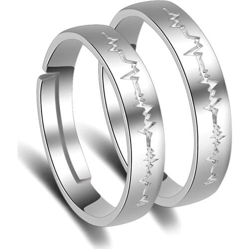 New 925 Sterling Silver Rings Heartbeat Ring Couple For Man and Women Rings Adjustable Love Lightning Fashion Silver Ring