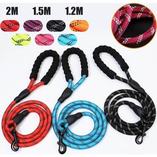Hot Dog Leash Reflective Nylon Leashes Medium Large Puppy Durable Collar Leashes Lead Rope For Cat Big Small Pet Harness 7 Color