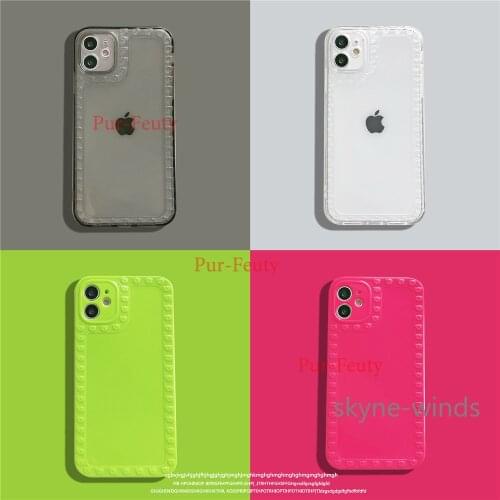 Transparent and solid color case for APPLE iPhone 7 8 Plus four colors little bear cover coque for iPhone 11 12 Pro X XR XS Max