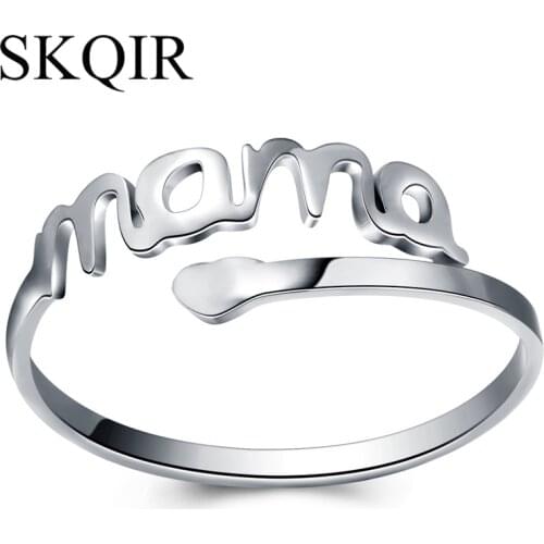 Adjustable Love Mama Rings Silver Color Heart Stainless Steel Rings Women Present Finger Jewelry Mom Birthday Mothers Day Gift