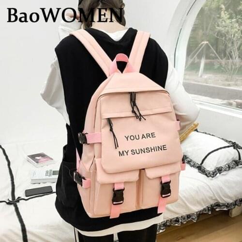 BaoWomen 3pcs/Set Nylon Backpack Waterproof Women Backpack Female School Backpack School Bags For College Students Shoulder Bag