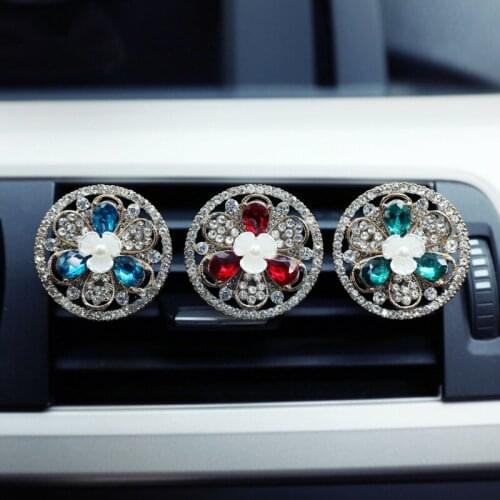 Rhinestone Flowers design Ornaments Car Vents Perfume Clip Air Freshener Automobile Interior Fragrance Decoration