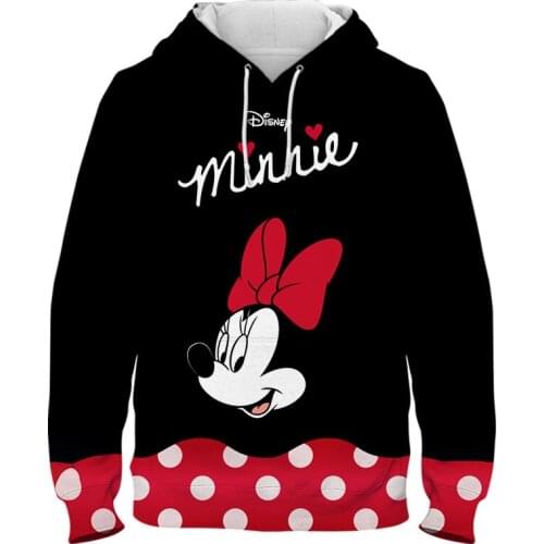 Disney Anime Hoodie Minnie Mouse Dona Jacket 3d Baseball Uniform Pullover Hoodie for Men and Women Oversized Children Clothing