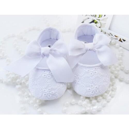 Baby girls shoes white with bowtie infant shoes prewalkers little girls crib shoes nonslip christenning wedding spring summer