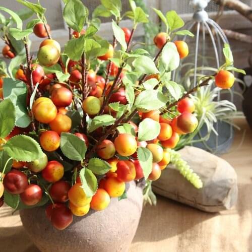 4Colors 44.5cm Apple Branch Artificial Flower Green Plant DIY Garland Fake Plant Wedding Flowers Home Party Decoration