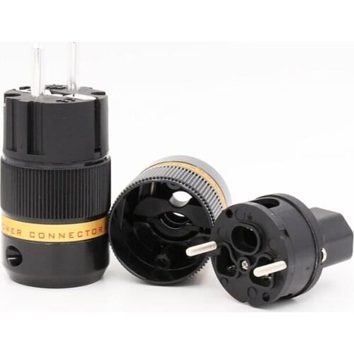 High Quality Pair Viborg VE501S/VF501S Pure Copper Silver plated Eu plug SCHUKO POWER CONNETOR