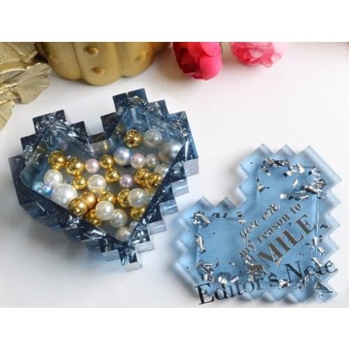 1 Set Pixel Love Storage Box Crystal Epoxy Resin Mold Case Decorations Silicone Mould DIY Crafts Jewelry Container Casting Drop