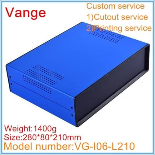 1pcs/lot electronics cases enclosure 280*80*210mm iron metal instrument housing box with ABS plastic panels for junction box