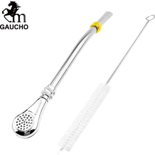 1 PC/Lot Uruguay Yerba Mate Bombilla Removable Alloy Filter Nickle Plating Drinking Smooth Include Brush Easy Cleaning Hot Sale