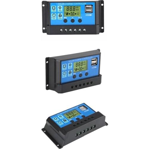 10-60A PWM Solar Panel Regulator 12V-24V Charge Controller Auto Dual USB Digital Display for Lead Acid Batteries LCD Collector