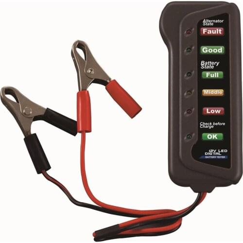 12V Car Battery & Alternator Tester - Test Battery Condition & Alternator Charging (LED indication)