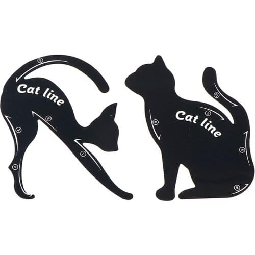 2pcs/set Cute Cat Eyeliner Stencil kit for eyebrows guide template Maquiagem eye shadow frames card makeup tools