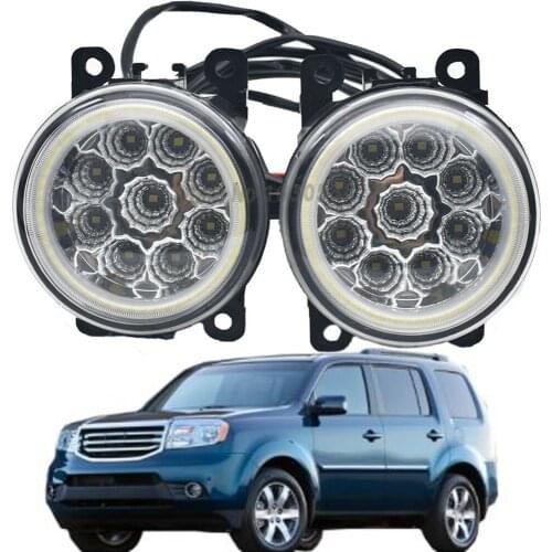 2in1 Car LED Fog Light Assembly Driving Light Angel Eyefoglamp Headlight Daytime Running Light For Honda Pilot 3.5L V6 2012-2015