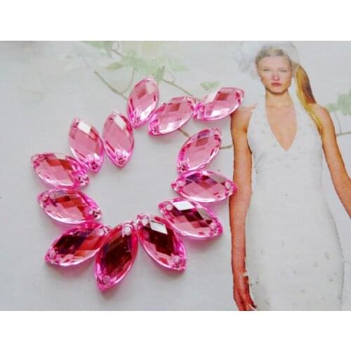 Sew on pink rhinestones 300pcs 6*12mm gem stones Acryl crystal strass diamond hand sewing