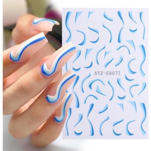 3D Geometry Line Stripe Nail Art Stickers Colorful Swirl Design Wave Tape Decals Nail Decoration Manicure Sliders GLSTZCS069-075