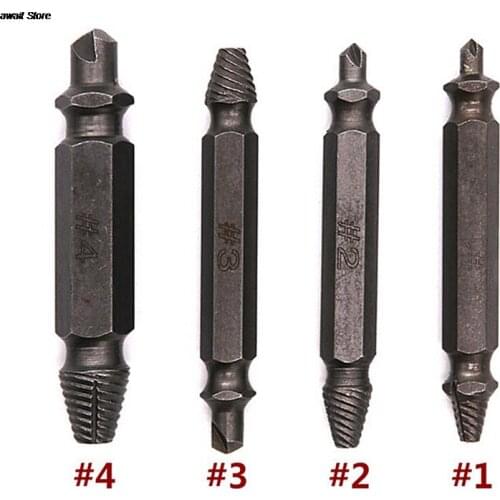 4Pcs 1# 2# 3# 4# Screw Extractor Drill Bits Guide Set Broken Damaged Bolt Remover Double Ended Damaged Screw Extractor