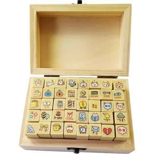 40 Pcs/set New Cute Cartoon Cats Wood Stamps For DIYS Gift Clear Rubber Stamps