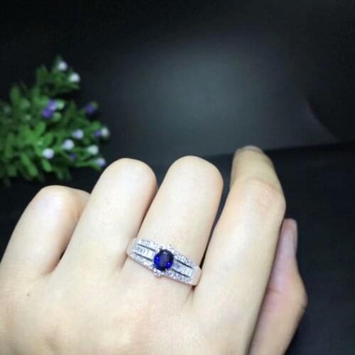 925 Pure silver inlaid with natural sapphire ring live ring ring luxury fashion style hand jewelry holiday gift envelope