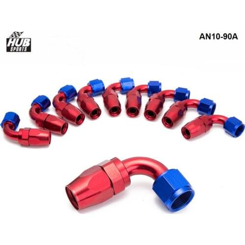 10pcs /set AN10 90Degree Aluminum Swivel Oil/Fuel/Air/Gas Line Hose End Fitting Blue AN10-90A