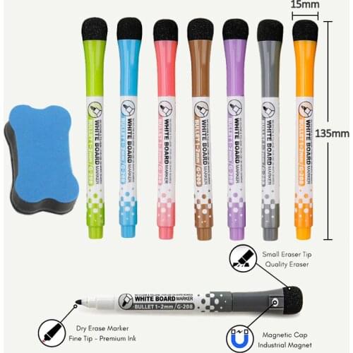 White Board Pen Magnetic Markers Earaser Drawing Chalk Glass Office School Childrens Dry Erase Markers Writing Learning Tools