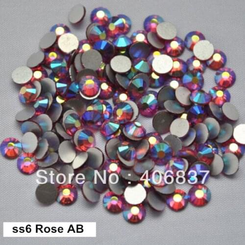 Free Shipping! 1440pcs/Lot, ss6 (1.9-2.1mm) Rose AB Flat Back Nail Art Glue On Non Hotfix Rhinestones