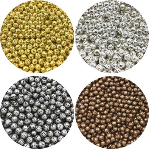 30-200pcs 4/6/8/10mm Round Metal Seed Spacer Beads For Jewelry making DIY Bracelet necklace Accessories