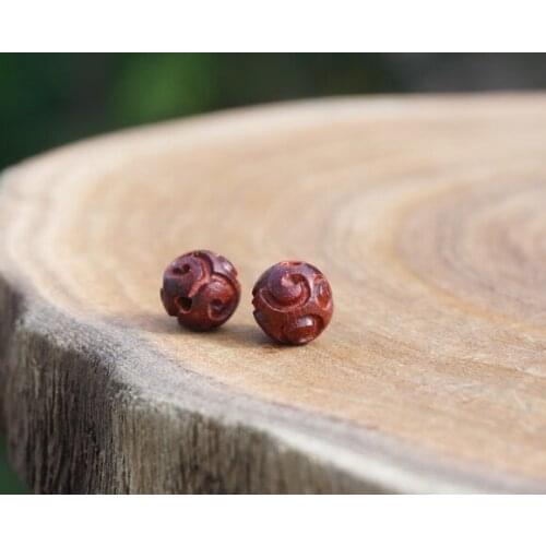 6mm/8/10/12mm Red Sandalwood Wood Wooden Carved Cloud Loose Beads Mala Bead Japa Mala Bracelet Jewellry Findings DIY Accessories