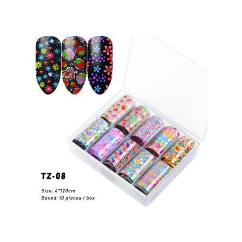 Nail Art 10pcs Leopard Print Nail Sticker Flower Colorful Foil Nail Art Set Sexy Charms Polish Slider Decal for Manicure Paper